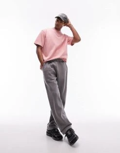 Topman Oversized Fit T-shirt In Washed Pink For Men -Daily Wardrobe Shop 205743139 4