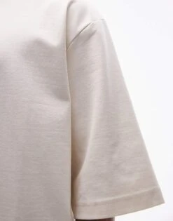 Topman Premium Heavyweight Oversized Fit Mid Sleeve T-shirt 300gsm In Ecru For Men -Daily Wardrobe Shop 205743155 2