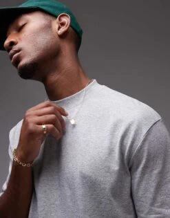 Topman Oversized Fit T-shirt In Grey Marl For Men -Daily Wardrobe Shop 205763484 3
