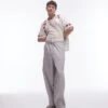 Topman Premium Wide Leg Textured Trousers In Stone For Men -Daily Wardrobe Shop 205769277 1 stone