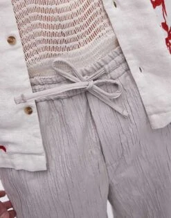 Topman Premium Wide Leg Textured Trousers In Stone For Men -Daily Wardrobe Shop 205769277 5