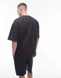 Topman Oversized Fit Short Sleeve Sweatshirt In Washed Black For Men 9 Topman Oversized Fit Short Sleeve Sweatshirt In Washed Black For Men -Daily Wardrobe Shop 205788909 3