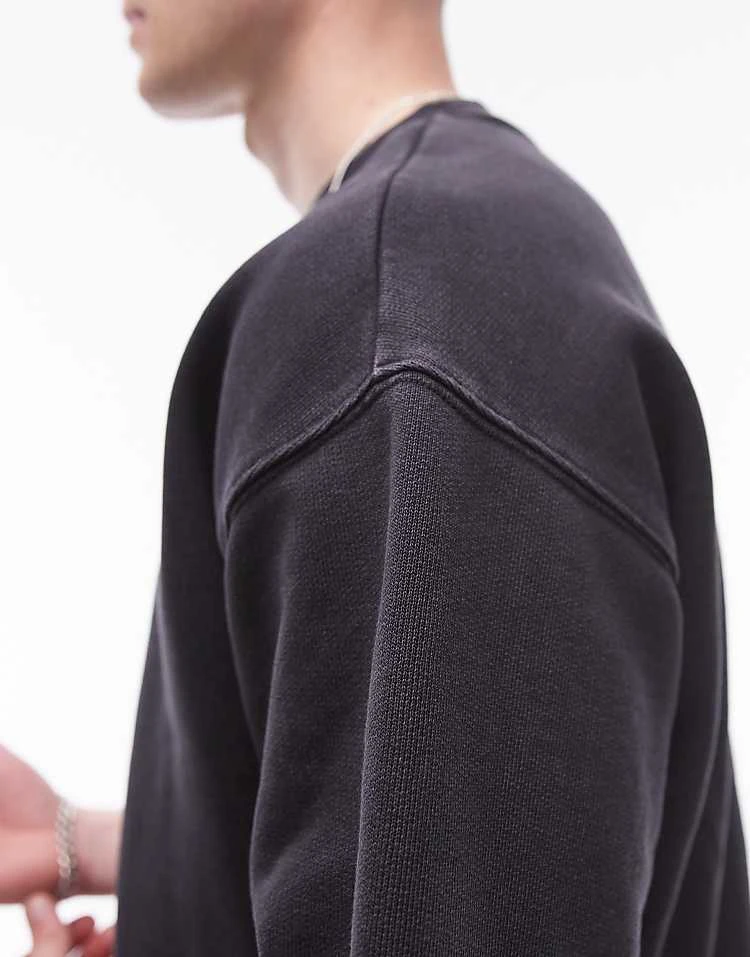 Topman Oversized Fit Short Sleeve Sweatshirt In Washed Black For Men 6 Topman Oversized Fit Short Sleeve Sweatshirt In Washed Black For Men - Image 4