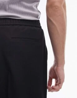 Topman Elasticated Waist Wide Leg Trouser In Black For Men -Daily Wardrobe Shop 205799115 5