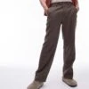 Topman Brown Herringbone Wideleg Trouser In Brown For Men -Daily Wardrobe Shop 205799122 1 brown