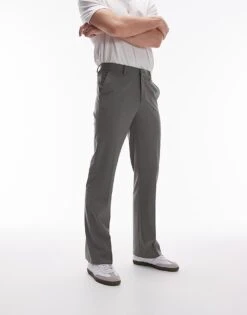 Topman Flare Trouser In Sage For Men