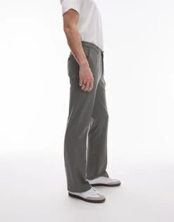 Topman Flare Trouser In Sage For Men -Daily Wardrobe Shop 205799137 3
