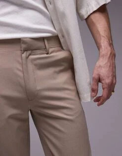 Topman Flare Trouser In Stone For Men -Daily Wardrobe Shop 205799185 3