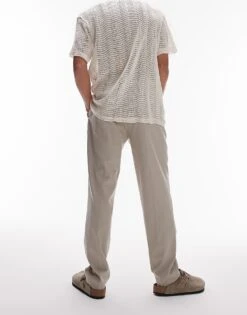 Topman Taper Trouser In Stone For Men Grey -Daily Wardrobe Shop 205799216 5