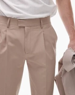 Topman Taper Trousers In Stone For Men -Daily Wardrobe Shop 205799358 3