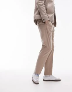 Topman Taper Trousers In Stone For Men -Daily Wardrobe Shop 205799358 5