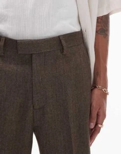 Topman Brown Herringbone Taper Trouser In Brown For Men -Daily Wardrobe Shop 205799373 3