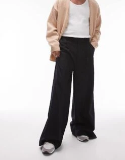 Topman Premium Wide Twin Pleat Trouser In Navy For Men -Daily Wardrobe Shop 205799396 1 navy 1