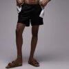 Topman Mid Length Swim Short In Black For Men