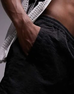 Topman Mid Length Swim Short In Black For Men -Daily Wardrobe Shop 205801248 5