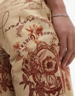 Topman Relaxed Printed Short In Stone For Men 12 Topman Relaxed Printed Short In Stone For Men -Daily Wardrobe Shop 205805679 5