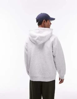 Topman Oversized Hoodie In Light Grey Marl For Men -Daily Wardrobe Shop 205806937 3