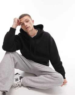 Topman Oversized Hoodie In Black For Men