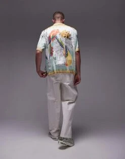 Topman Premium Wide Leg Paper Bag Trousers In Ecru For Men -Daily Wardrobe Shop 205819644 2