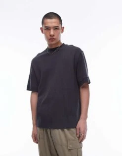 Topman Premium Oversized Fit Soft Touch T-shirt In Charcoal For Men