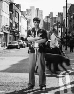 Topman Short Sleeve Relaxed Washed Palm Printed Shirt In Black For Men -Daily Wardrobe Shop 205850209 3