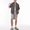 Topman Short Sleeve Relaxed Shirt In Charcoal For Men -Daily Wardrobe Shop 205852061 1 charcoal