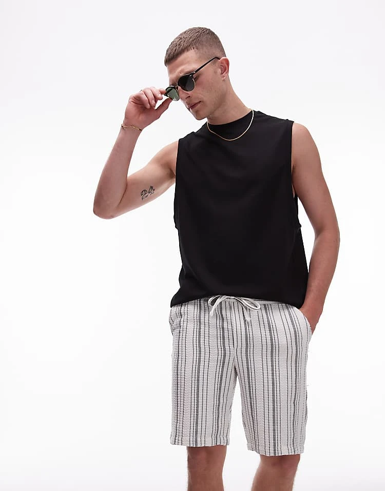 Topman Premium Oversized Interlock Tank In Black For Men 3 Topman Premium Oversized Interlock Tank In Black For Men