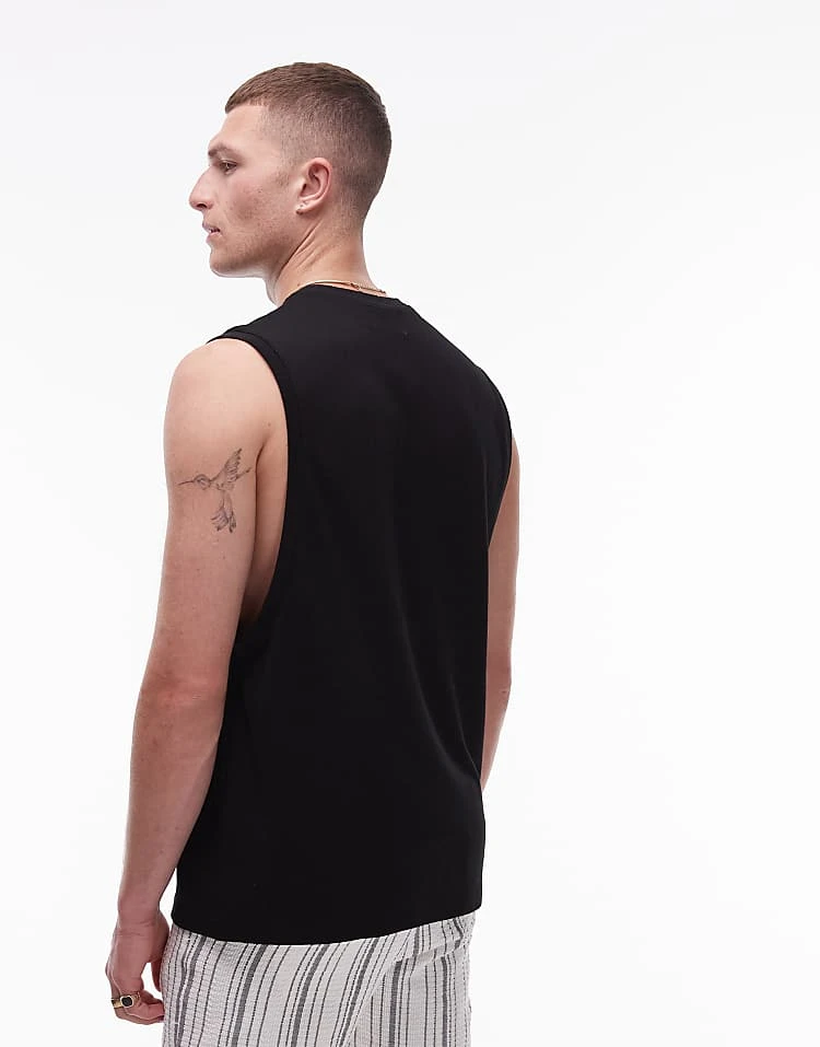 Topman Premium Oversized Interlock Tank In Black For Men 4 Topman Premium Oversized Interlock Tank In Black For Men - Image 2
