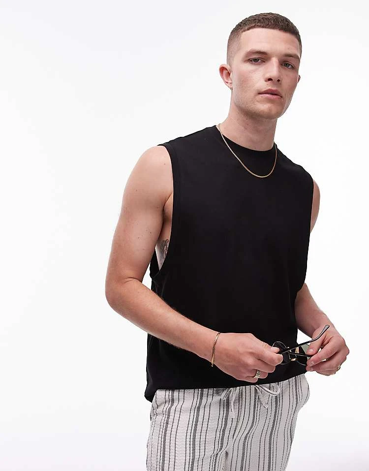 Topman Premium Oversized Interlock Tank In Black For Men 5 Topman Premium Oversized Interlock Tank In Black For Men - Image 3