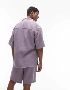 Topman Co-ord Washed Shorts In Lilac For Men -Daily Wardrobe Shop 205857829 3