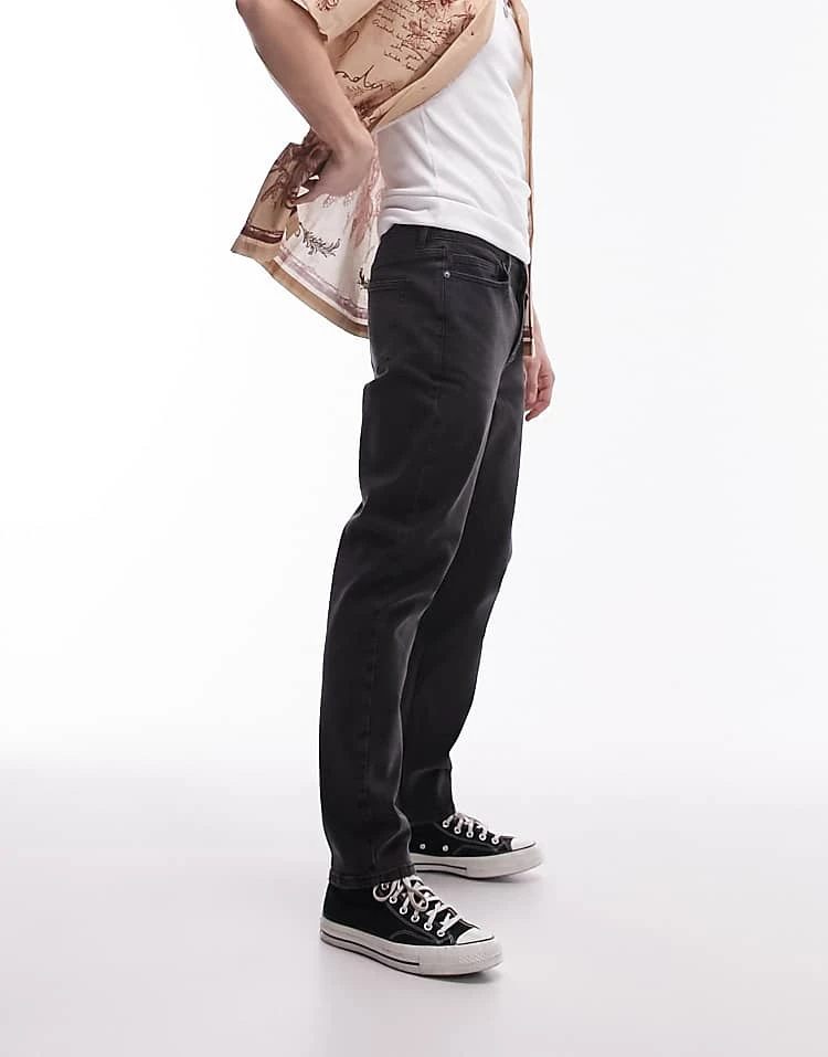 Topman Taper Jeans In Washed Black For Men 7 Topman Taper Jeans In Washed Black For Men - Image 5