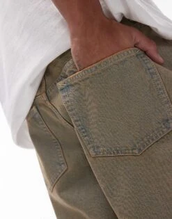 Topman Wide Leg Jeans In Heavy Rust Tint Wash For Men Blue -Daily Wardrobe Shop 205863573 4