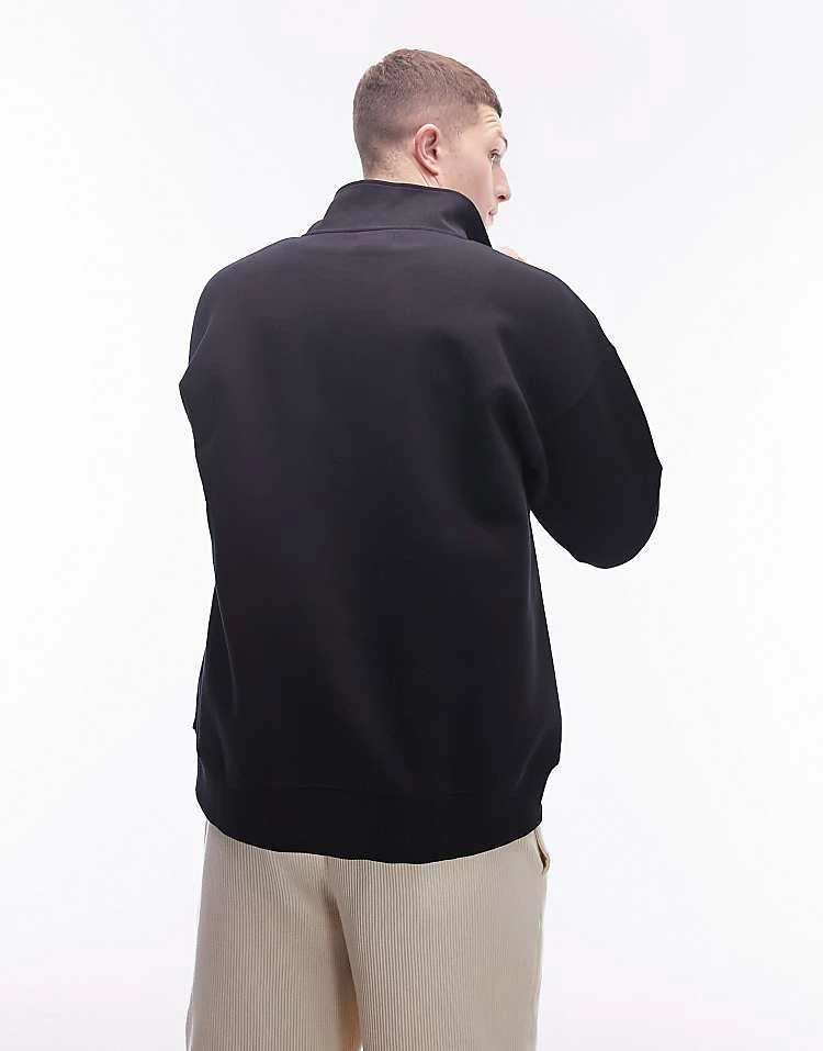 Topman Premium Heavyweight Funnel Neck Full Zip Sweat In Black For Men 6 Topman Premium Heavyweight Funnel Neck Full Zip Sweat In Black For Men - Image 4