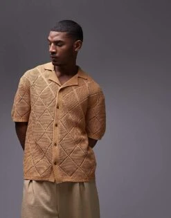 Topman Diamond Pattern Crochet Button Through In Mustard For Men Yellow 11 Topman Diamond Pattern Crochet Button Through In Mustard For Men Yellow -Daily Wardrobe Shop 205872014 1 yellow 1