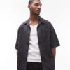 Topman Short Sleeve Relaxed Washed Shirt In Black For Men Washed Black -Daily Wardrobe Shop 205888078 1 washedblack