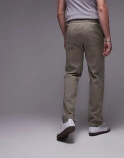Topman Straight Leg Textured Trousers In Khaki For Men 12 Topman Straight Leg Textured Trousers In Khaki For Men -Daily Wardrobe Shop 205902226 5