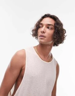 Topman Drape Crepe Vest In Stone For Men