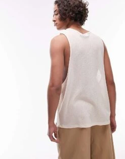 Topman Drape Crepe Vest In Stone For Men -Daily Wardrobe Shop 205929964 4