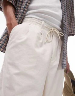 Topman Wide Leg Cotton Trousers In Off White For Men Ecru 11 Topman Wide Leg Cotton Trousers In Off White For Men Ecru -Daily Wardrobe Shop 205959471 4