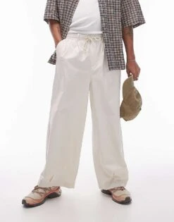 Topman Wide Leg Cotton Trousers In Off White For Men Ecru 12 Topman Wide Leg Cotton Trousers In Off White For Men Ecru -Daily Wardrobe Shop 205959471 5