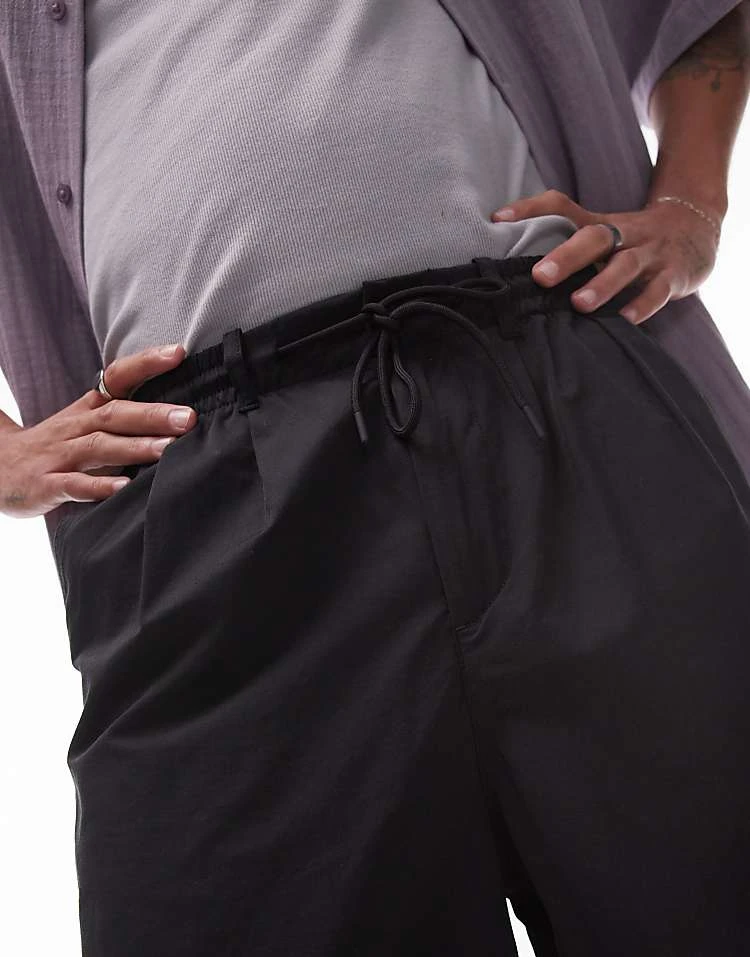 Topman Wide Leg Cotton Trousers In Black For Men 5 Topman Wide Leg Cotton Trousers In Black For Men - Image 3