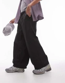 Topman Wide Leg Cotton Trousers In Black For Men 11 Topman Wide Leg Cotton Trousers In Black For Men -Daily Wardrobe Shop 205959770 4