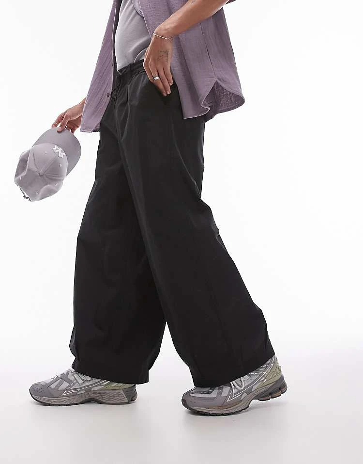 Topman Wide Leg Cotton Trousers In Black For Men 6 Topman Wide Leg Cotton Trousers In Black For Men - Image 4