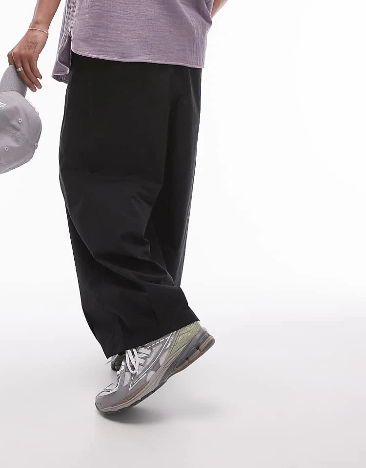 Topman Wide Leg Cotton Trousers In Black For Men 7 Topman Wide Leg Cotton Trousers In Black For Men - Image 5