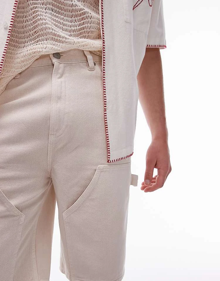 Topman Carpenter Shorts In Ecru For Men 5 Topman Carpenter Shorts In Ecru For Men - Image 3