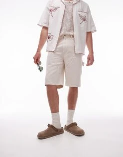 Topman Carpenter Shorts In Ecru For Men 11 Topman Carpenter Shorts In Ecru For Men -Daily Wardrobe Shop 205975114 4