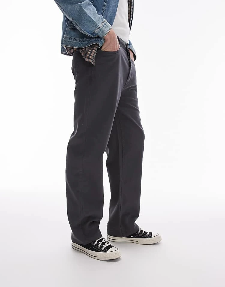 Topman Straight Canvas Trousers In Charcoal For Men 4 Topman Straight Canvas Trousers In Charcoal For Men - Image 2