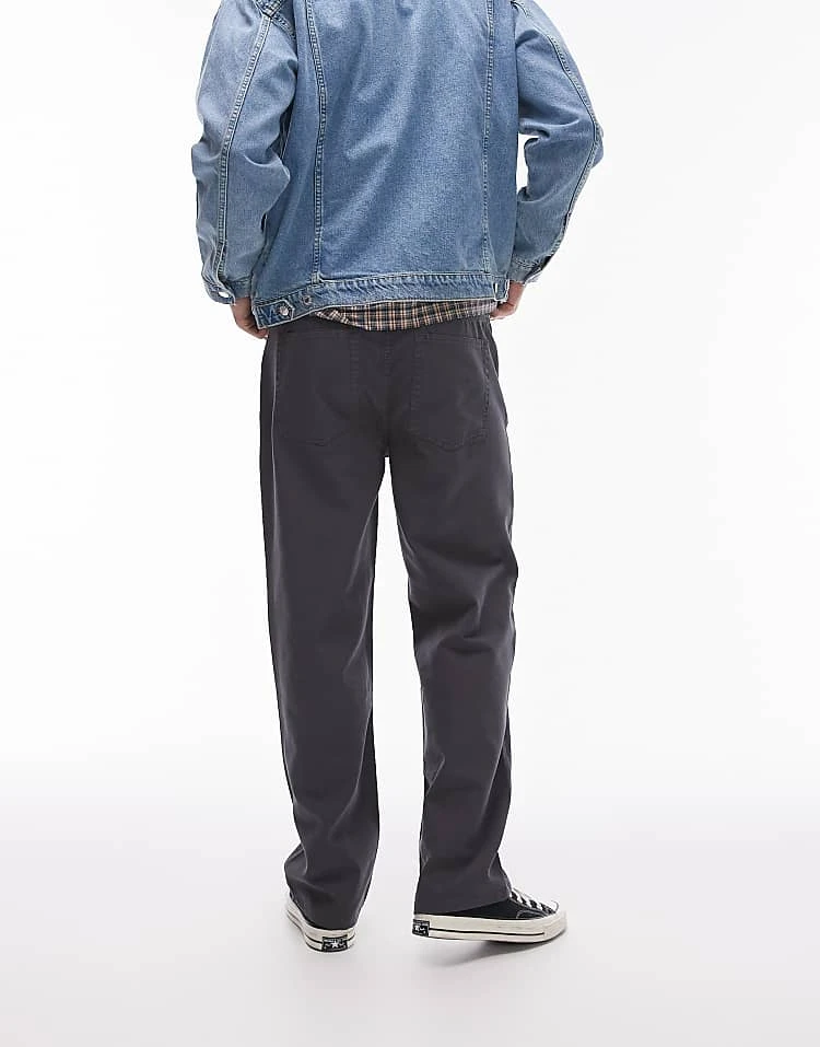 Topman Straight Canvas Trousers In Charcoal For Men 6 Topman Straight Canvas Trousers In Charcoal For Men - Image 4