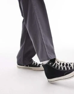 Topman Straight Canvas Trousers In Charcoal For Men 12 Topman Straight Canvas Trousers In Charcoal For Men -Daily Wardrobe Shop 205975170 5