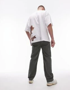 Topman Straight Trousers In Green For Men -Daily Wardrobe Shop 205975186 5